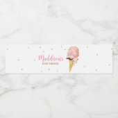 Roze Ice Cream Baby shower Waterfles Etiket (Enkel label)