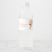 Roze Ice Cream Baby shower Waterfles Etiket (Voorkant)