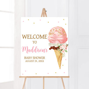 Roze Ice Cream Baby shower Welkom Poster