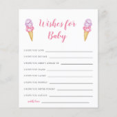 Roze Ice Cream Baby shower wenst Baby Kaart (Voorkant)