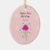 Roze Ice Cream Cone Baby eerste kerst Keramisch Ornament (Rechts)