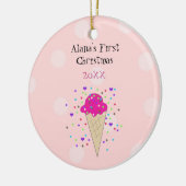 Roze Ice Cream Cone Baby eerste kerst Keramisch Ornament (Links)