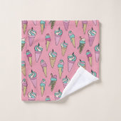 Roze Ice Cream Cone Cone Cft patroon Bad Handdoek (Wasdoekje)