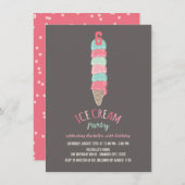 Roze Ice Cream Cone Meisje 6e Verjaardagsfeestje U Kaart (Voorkant / Achterkant)