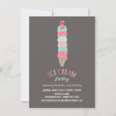 Roze Ice Cream Cone Meisje 6e Verjaardagsfeestje U Kaart (Voorkant)