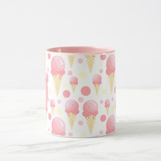 Roze Ice Cream Cone Monogramed Mok (Midden)