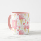 Roze Ice Cream Cone Monogramed Mok (Voorkant links)