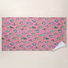 Roze Ice Cream Cone Patroon Strandlaken