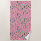Roze Ice Cream Cone Patroon Strandlaken (Voorkant)
