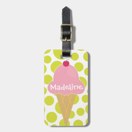 Roze Ice Cream Cone Personated Bagagelabel (Voorkant verticaal)