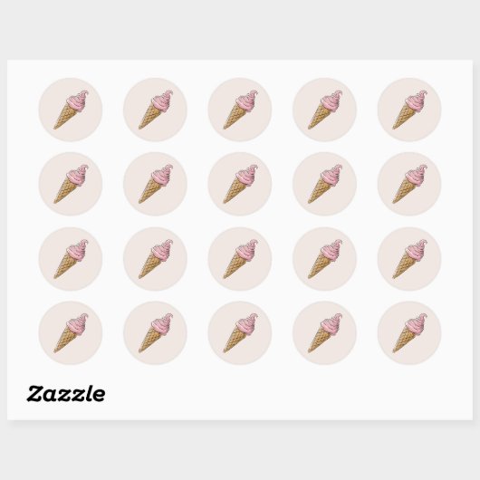 Roze Ice Cream Cone Stickers (Vel)