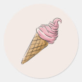 Roze Ice Cream Cone Stickers (Voorkant)