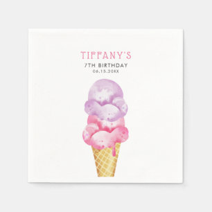 Roze Ice Cream Cone Verjaardagsfeest Servet