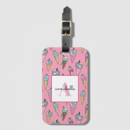 Roze Ice Cream Cone Zomer Bagagelabel