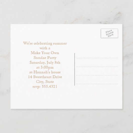 Roze Ice Cream Cone Zomerfeest uitnodiging (Achterkant)