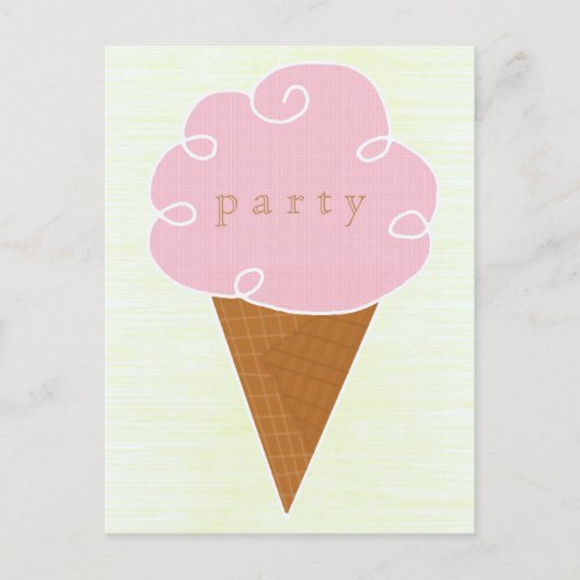 Roze Ice Cream Cone Zomerfeest uitnodiging (Voorkant)