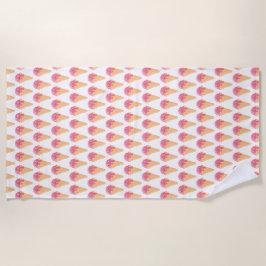 Roze Ice Cream Kegelpatroon Schattige Strandlaken
