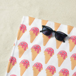 Roze Ice Cream Kegelpatroon Schattige Strandlaken