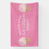 Roze Ice Cream Party Kids Verjaardagsbanner Spandoek (Verticaal)