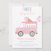 Roze Ice Cream Truck Derde Verjaardag Kaart (Voorkant)