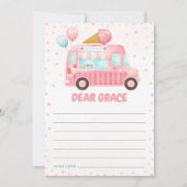 Roze Ice Cream Truck Verjaardag Tijd Capsule Kaart (Voorkant)