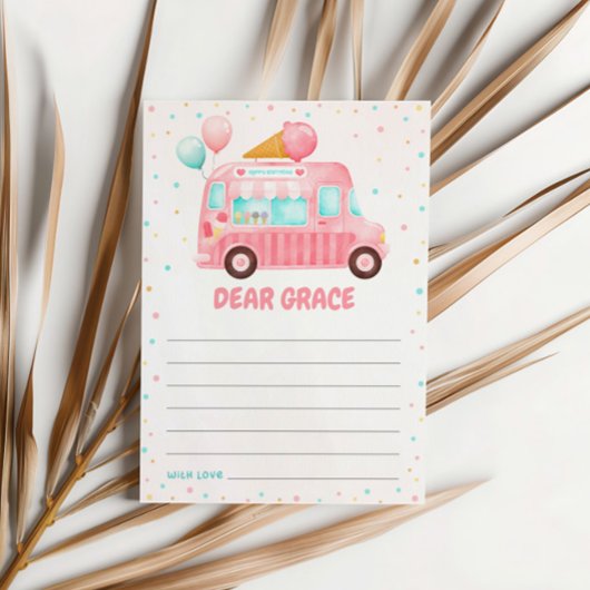 Roze Ice Cream Truck Verjaardag Tijd Capsule Kaart