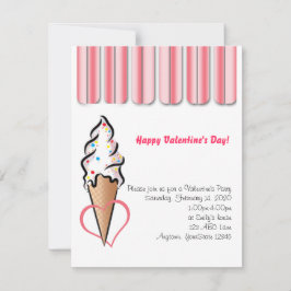 Roze Ice Cream Valentijn Party Invitation Kaart
