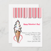 Roze Ice Cream Valentijn Party Invitation Kaart (Voorkant / Achterkant)