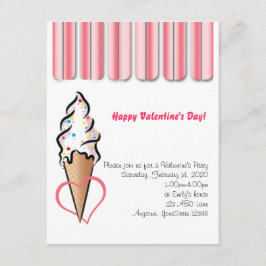 Roze Ice Cream Valentijn Party Invitation Kaart