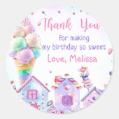 Roze Ice Cream Verjaardag Classic Ronde Sticker (Voorkant)