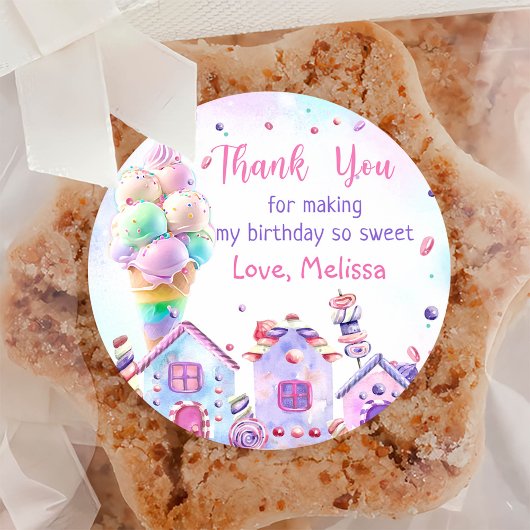 Roze Ice Cream Verjaardag Classic Ronde Sticker