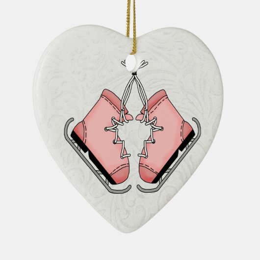 Roze Ice Schaatsen voor uw kunstschaatser ~ Keramisch Ornament (Rechts)