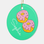 Roze icing donut girl's thema zoet naam keramisch ornament (Links)