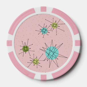 Roze Iconische Atomic Starbursts Poker Chip