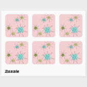 Roze Iconische Atomische Starbursts Vierkante Stic Vierkante Sticker (Vel)