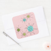 Roze Iconische Atomische Starbursts Vierkante Stic Vierkante Sticker (Envelop)