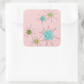 Roze Iconische Atomische Starbursts Vierkante Stic Vierkante Sticker (Tas)