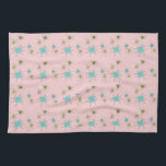Roze Iconische atoompuistjes keukenhanddoek<br><div class="desc">Deze roze Iconische atoomStarbursts het keukenhanddoekpatroon voorzien van iconische atomaire sterrenbursts. Dat klopt! De oude school, First Lady Pink, met gouden gekleurde achtergrond, is de perfecte achtergrond voor de levendige turquoise, het verzachten van selderij en kitschy peren groene cirkels. De vlekken van kleur worden sporadisch geplaatst in diverse grootte met...</div>