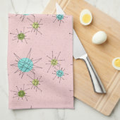 Roze Iconische atoompuistjes keukenhanddoek (Quarter Fold)