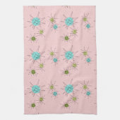 Roze Iconische atoompuistjes keukenhanddoek (Verticaal)