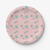 Roze Iconische atoomschotels Borden van papier