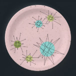 Roze Iconische atoomschotels Borden van papier Papieren Bordje<br><div class="desc">Dit roze Iconische atoomstootpatroon barst het Bord van het Papier (grote druk) eigenschappen iconische atoomuitbarstingen. Dat klopt! De oude school, First Lady Pink, met gouden gekleurde achtergrond, is de perfecte achtergrond voor de levendige turquoise, het verzachten van selderij en kitschy peren groene cirkels. De vlekken van kleur worden sporadisch geplaatst...</div>