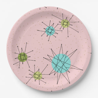 Roze Iconische atoomschotels Borden van papier Papieren Bordje