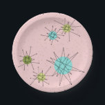 Roze Iconische atoomschotels Borden van papier Papieren Bordje<br><div class="desc">Dit roze Iconische atoomstootpatroon barst het Bord van het Papier (grote druk) eigenschappen iconische atoomuitbarstingen. Dat klopt! De oude school, First Lady Pink, met gouden gekleurde achtergrond, is de perfecte achtergrond voor de levendige turquoise, het verzachten van selderij en kitschy peren groene cirkels. De vlekken van kleur worden sporadisch geplaatst...</div>