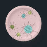 Roze Iconische atoomschotels Borden van papier Papieren Bordje<br><div class="desc">Dit roze Iconische atoomstootpatroon barst het Bord van het Papier (grote druk) eigenschappen iconische atoomuitbarstingen. Dat klopt! De oude school, First Lady Pink, met gouden gekleurde achtergrond, is de perfecte achtergrond voor de levendige turquoise, het verzachten van selderij en kitschy peren groene cirkels. De vlekken van kleur worden sporadisch geplaatst...</div>