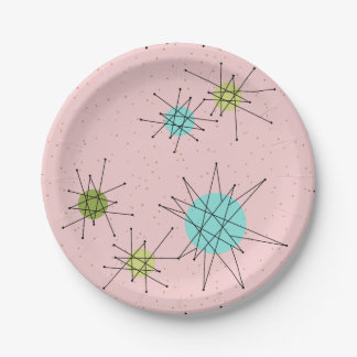 Roze Iconische atoomschotels Borden van papier Papieren Bordje