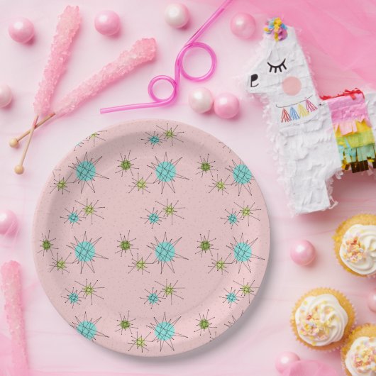 Roze Iconische atoomschotels Borden van papier Papieren Bordje (Feest)