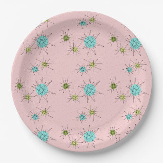 Roze Iconische atoomschotels Borden van papier Papieren Bordje