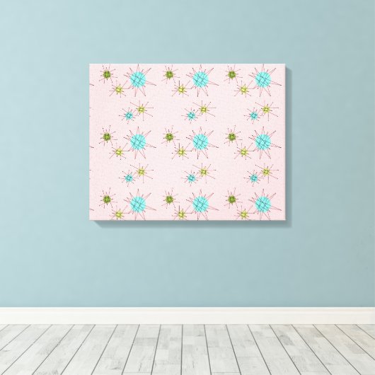 Roze Iconische atoomstakken Stretted Canvas (Insitu (Houten vloer))