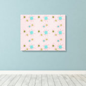 Roze Iconische atoomstakken Stretted Canvas Afdruk (Insitu (Houten vloer))